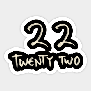 Hand Drawn Letter Number 22 Twenty Two Sticker